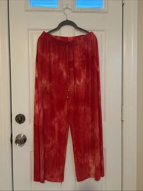 Red Tie-Dye Wide Leg Pants